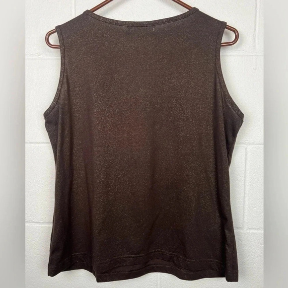 Sag Harbour Beautiful Sleeveless Top, brown with gold specks, Size L - Picture 4 of 5